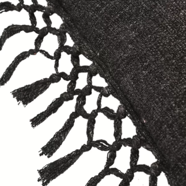 Creative CoOp Cotton Slub Crochet and Fringe Pillow 16quot L x 16quot W x 2quot H YellowBlack