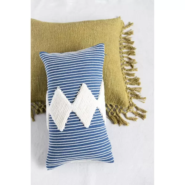 Creative CoOp Cotton Slub Crochet and Fringe Pillow 16quot L x 16quot W x 2quot H YellowGreen