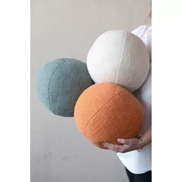 Creative CoOp Cotton Slub Orb Pillow 10quot L x 10quot W x 4quot H TangerineGreen