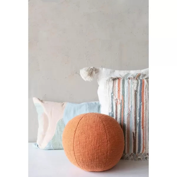 Creative CoOp Cotton Slub Orb Pillow 10quot L x 10quot W x 4quot H TangerineTangerine