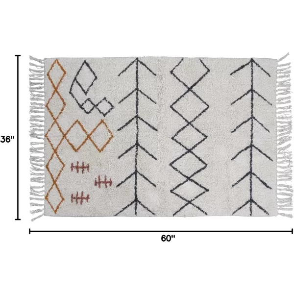 Creative CoOp Cotton Tufted Abstract Design and Fringe Rug 60quot L x 36quot W x 0quot H Multicolor