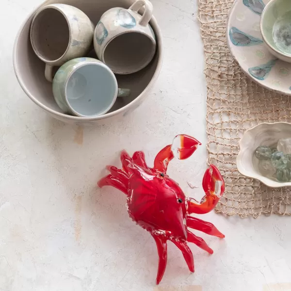 Creative CoOp Crimson Tide Art Glass Crab Red