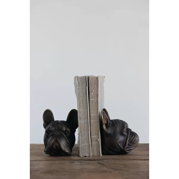 Creative CoOp Decorative Antique Resin Dog Head Bookends Bronze Set of 2