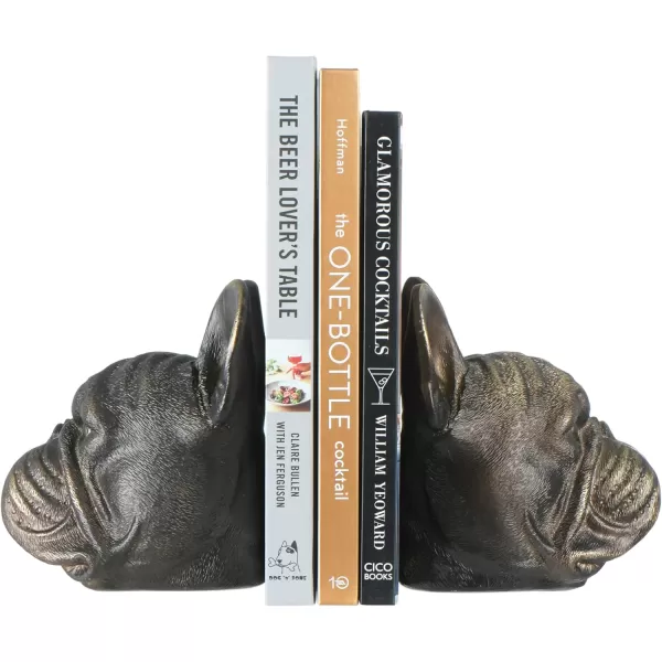 Creative CoOp Decorative Antique Resin Dog Head Bookends Bronze Set of 2