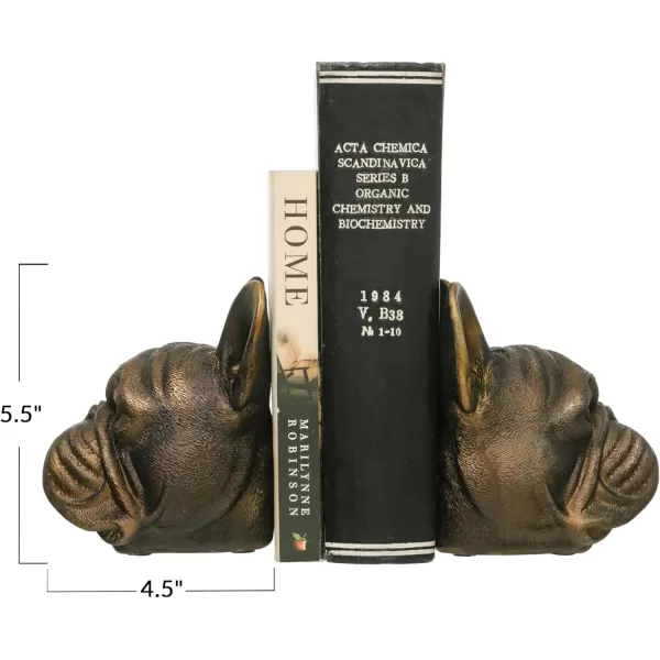 Creative CoOp Decorative Antique Resin Dog Head Bookends Bronze Set of 2