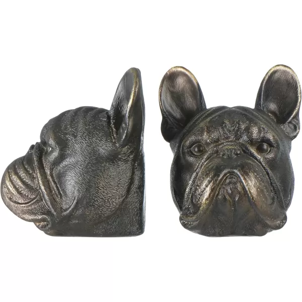 Creative CoOp Decorative Antique Resin Dog Head Bookends Bronze Set of 2