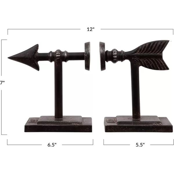 Creative CoOp Decorative Cast Metal Arrow Bookends Gold Set of 2Bronze