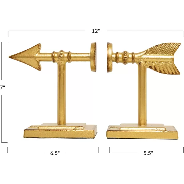 Creative CoOp Decorative Cast Metal Arrow Bookends Gold Set of 2Gold