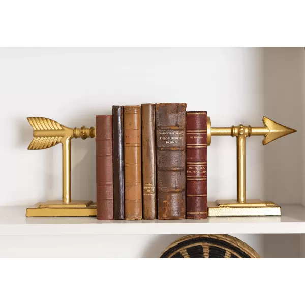 Creative CoOp Decorative Cast Metal Arrow Bookends Gold Set of 2Gold