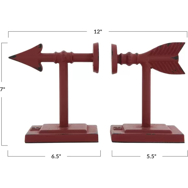 Creative CoOp Decorative Cast Metal Arrow Bookends Gold Set of 2Red