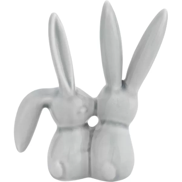 Creative CoOp Decorative Ceramic Bunny Rabbit Figurine Pink Ring HolderGray