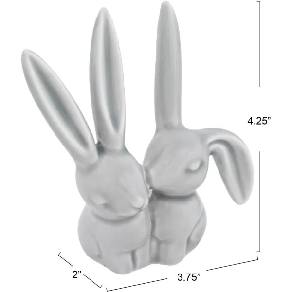 Creative CoOp Decorative Ceramic Bunny Rabbit Figurine Pink Ring HolderGray