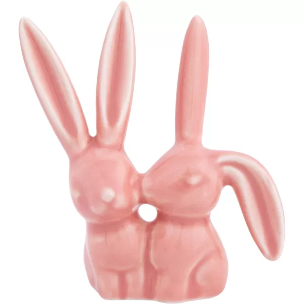 Creative CoOp Decorative Ceramic Bunny Rabbit Figurine Pink Ring HolderPink