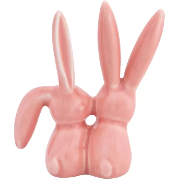 Creative CoOp Decorative Ceramic Bunny Rabbit Figurine Pink Ring HolderPink