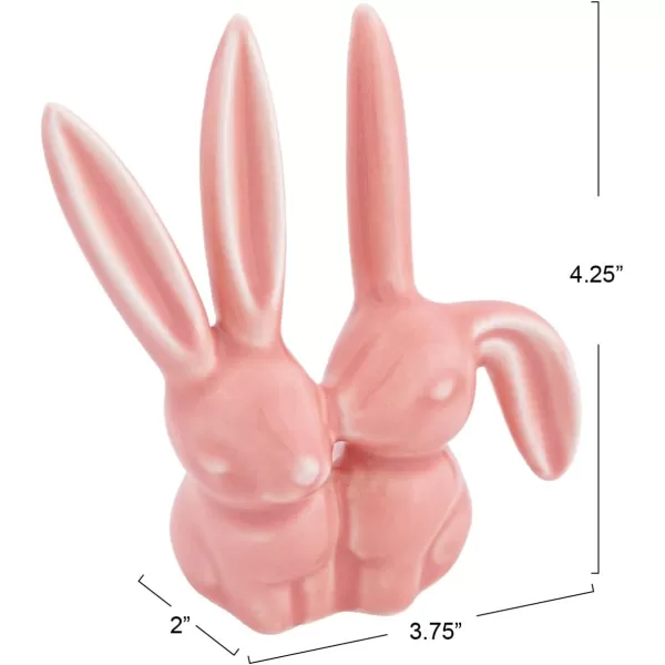 Creative CoOp Decorative Ceramic Bunny Rabbit Figurine Pink Ring HolderPink