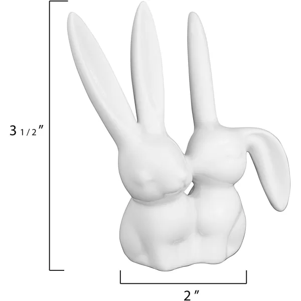 Creative CoOp Decorative Ceramic Bunny Rabbit Figurine Pink Ring HolderWhite