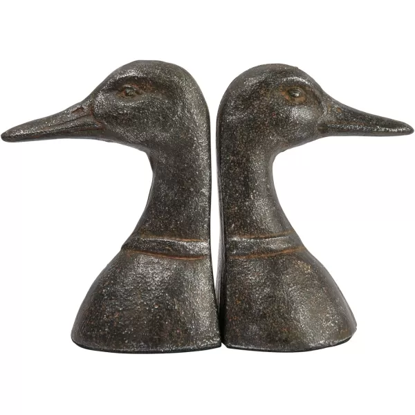 Creative CoOp Decorative Distressed Cast Metal Duck Head Bookends Black Set of 2