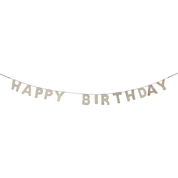 Creative CoOp Decorative Felt Happy Birthday Banner Natural Garland Ivory