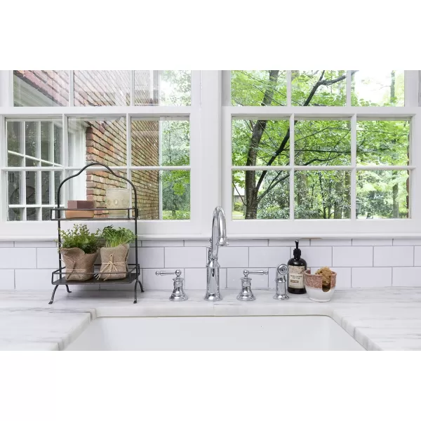 Creative CoOp Decorative Metal 2 Tier Tray with Handle