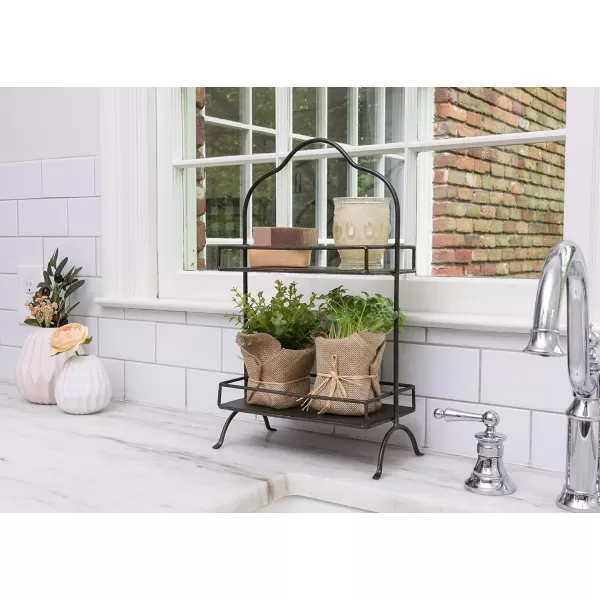 Creative CoOp Decorative Metal 2 Tier Tray with Handle