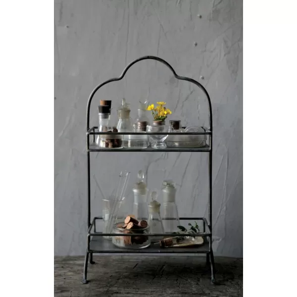 Creative CoOp Decorative Metal 2 Tier Tray with Handle