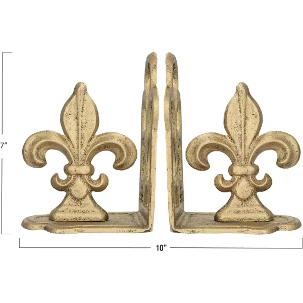 Creative CoOp Decorative Metal Fleur de Lis Bookends Brown Set of 2Antique Gold