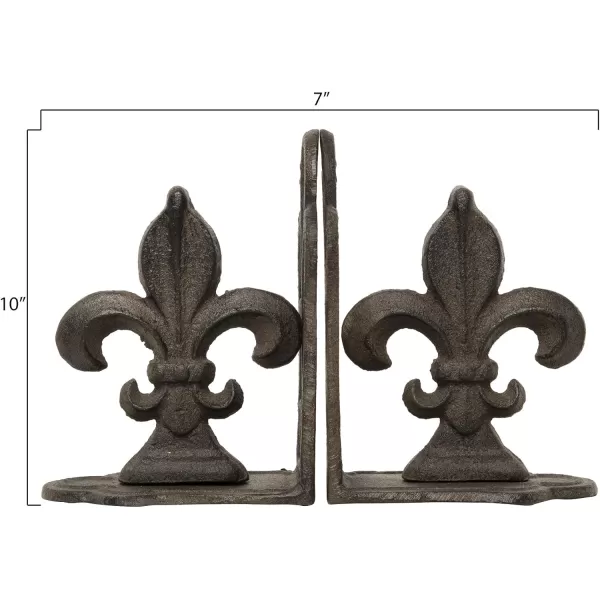 Creative CoOp Decorative Metal Fleur de Lis Bookends Brown Set of 2Bronze