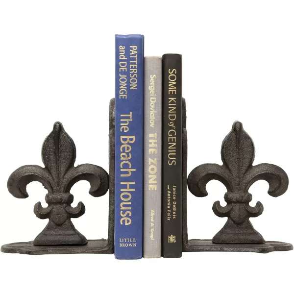 Creative CoOp Decorative Metal Fleur de Lis Bookends Brown Set of 2Bronze