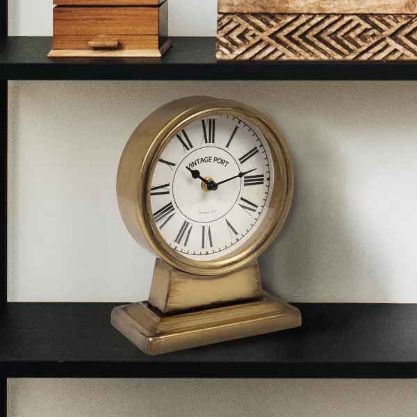 Creative CoOp Decorative Metal Mantel Clock Gold FinishGold Finish