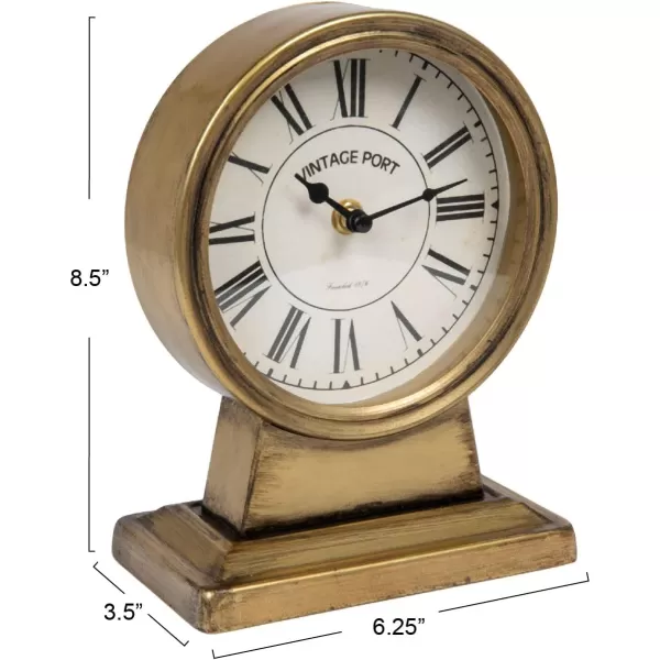 Creative CoOp Decorative Metal Mantel Clock Gold FinishGold Finish