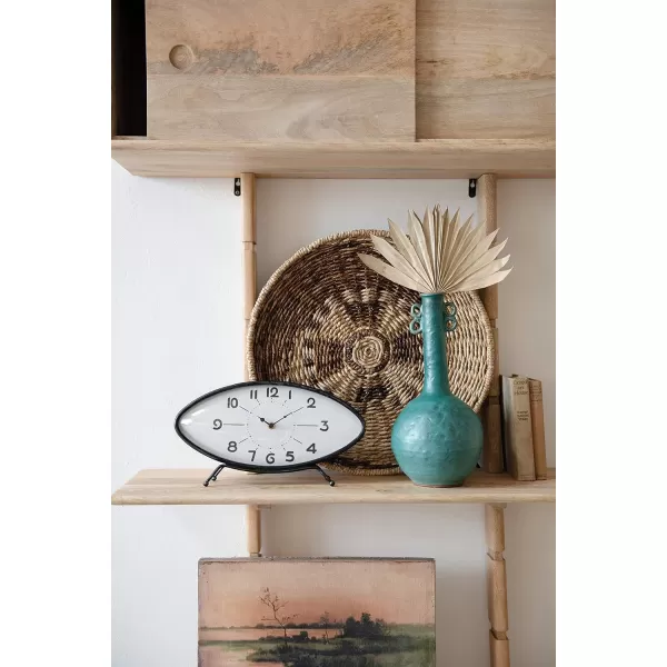 Creative CoOp Decorative Metal Oval Mantel Clock Black