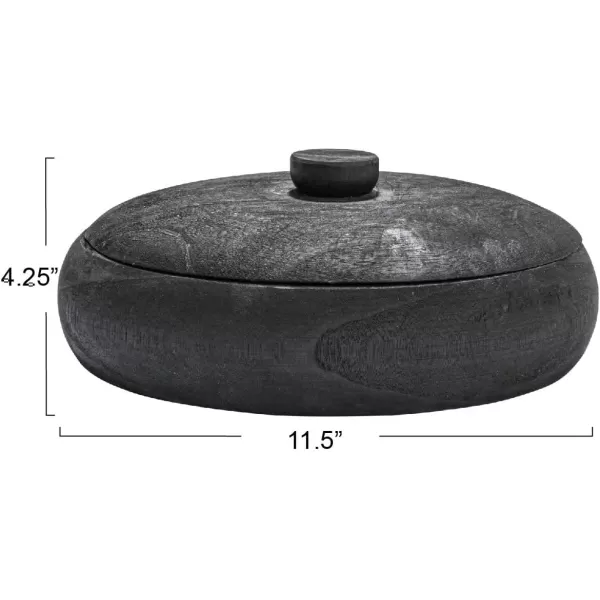 Creative CoOp Decorative Natural Paulownia Wood Container with LidBlack
