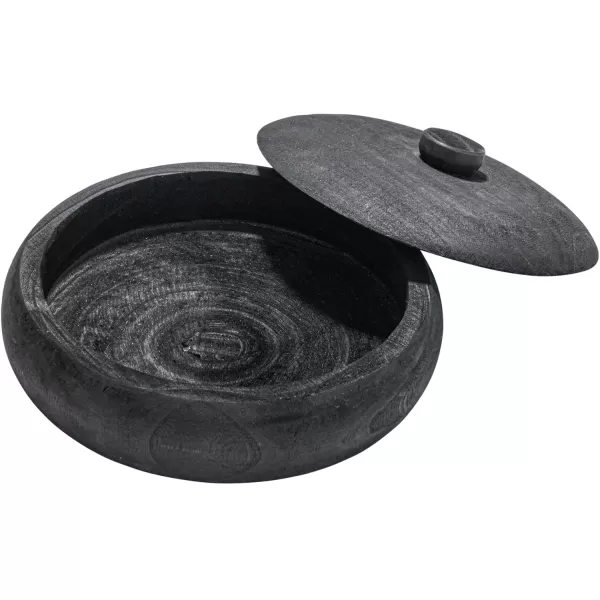 Creative CoOp Decorative Natural Paulownia Wood Container with LidBlack