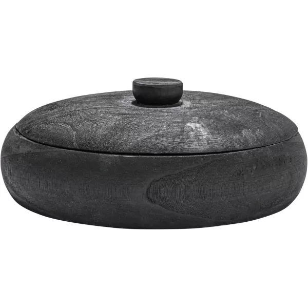 Creative CoOp Decorative Natural Paulownia Wood Container with LidBlack