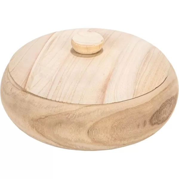 Creative CoOp Decorative Natural Paulownia Wood Container with LidNatural