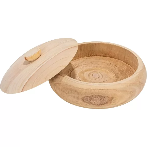 Creative CoOp Decorative Natural Paulownia Wood Container with LidNatural