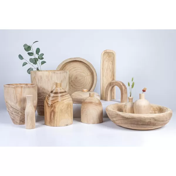 Creative CoOp Decorative Natural Paulownia Wood Container with LidNatural