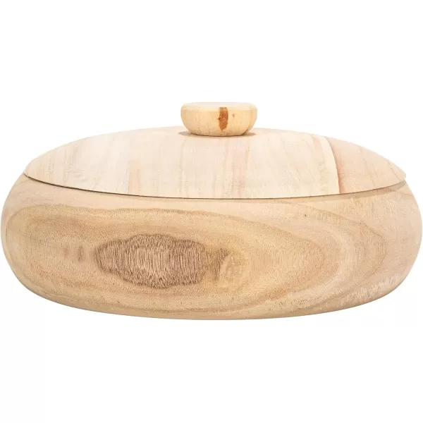 Creative CoOp Decorative Natural Paulownia Wood Container with LidNatural