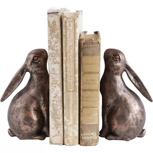 Creative CoOp Decorative Resin Rabbit Bookends Bronze Set of 2Bronze Color
