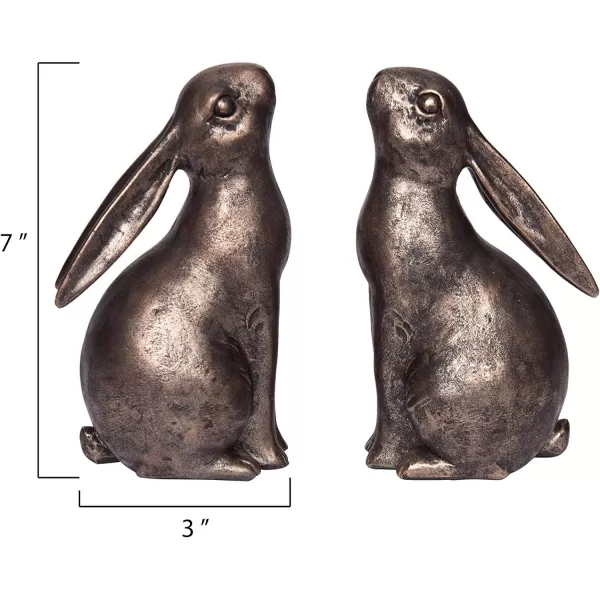 Creative CoOp Decorative Resin Rabbit Bookends Bronze Set of 2Bronze Color