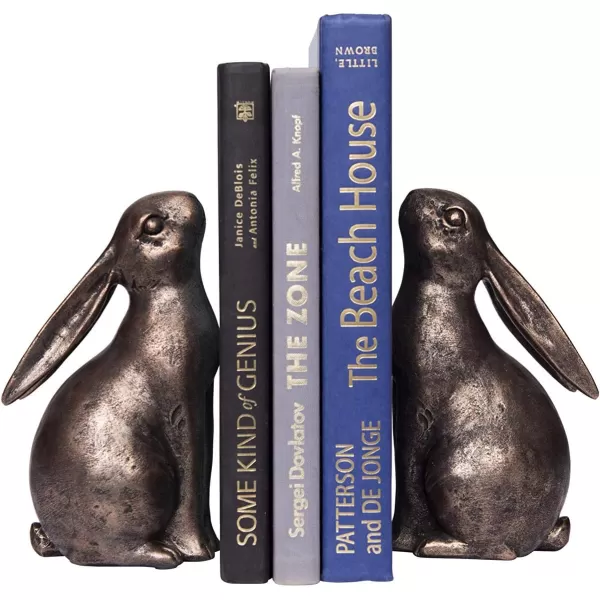 Creative CoOp Decorative Resin Rabbit Bookends Bronze Set of 2Bronze Color