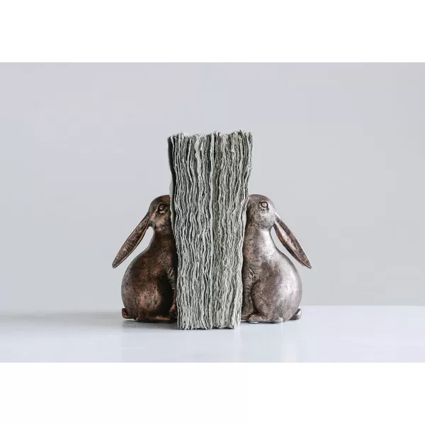 Creative CoOp Decorative Resin Rabbit Bookends Bronze Set of 2Bronze Color