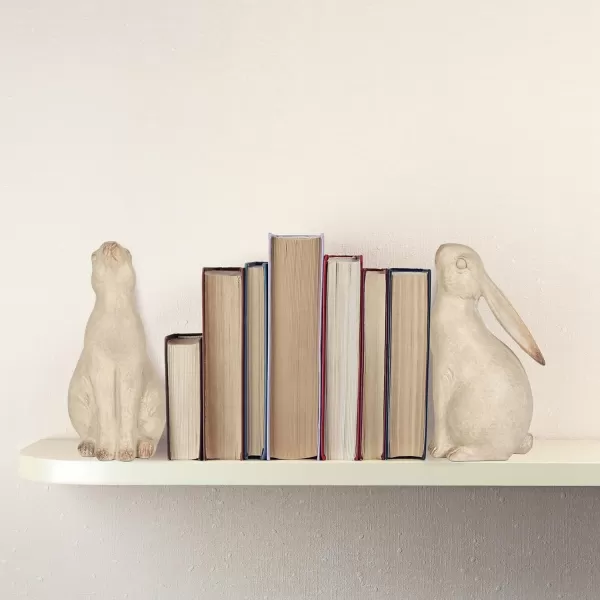 Creative CoOp Decorative Resin Rabbit Bookends Bronze Set of 2Grey Wash