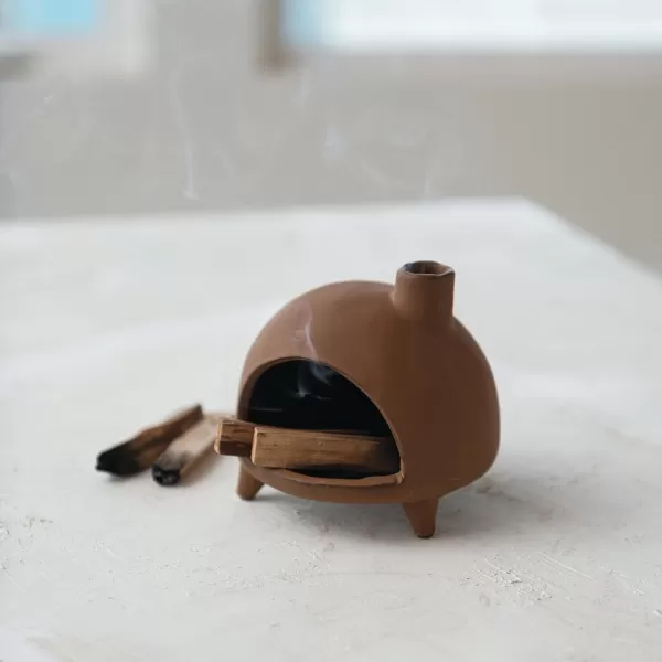 Creative CoOp Decorative Stoneware Incense Chimney TerraCotta