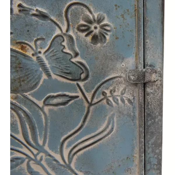 Creative CoOp Distressed Blue Embossed Tin Mail Box