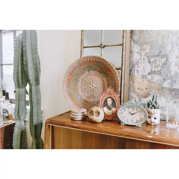 Creative CoOp Distressed Pewter Mantel Clock CreamAqua