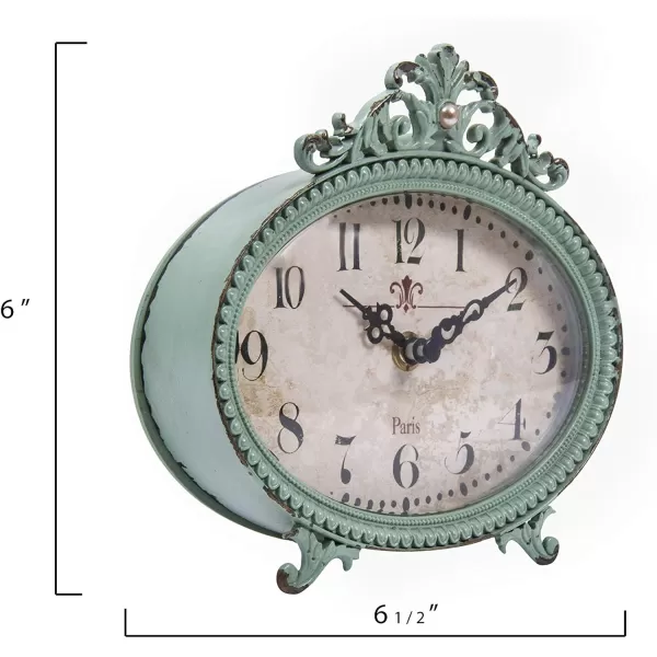Creative CoOp Distressed Pewter Mantel Clock CreamAqua