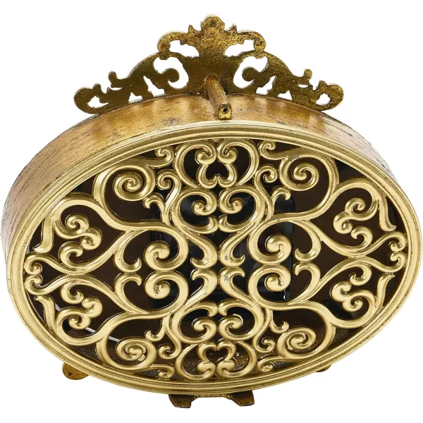 Creative CoOp Distressed Pewter Mantel Clock CreamGold Finish