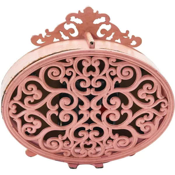Creative CoOp Distressed Pewter Mantel Clock CreamPink