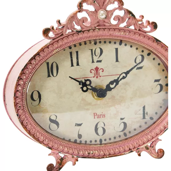 Creative CoOp Distressed Pewter Mantel Clock CreamPink
